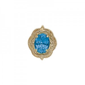 14 Karat Gold Blue Topaz Slide