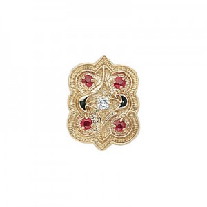 14 Karat Gold Slide with Diamond center and Ruby accents