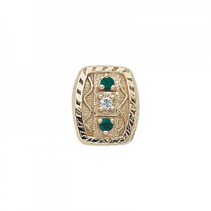 14 Karat Gold Slide with Diamond center and Emerald accents