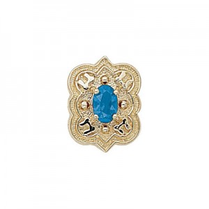 14 Karat Gold Blue Topaz Slide