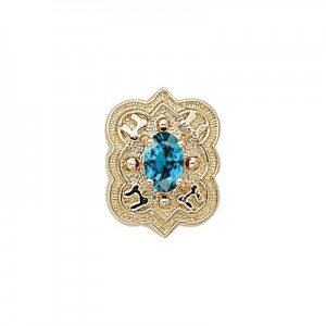 14 Karat Gold Blue Zircon Slide