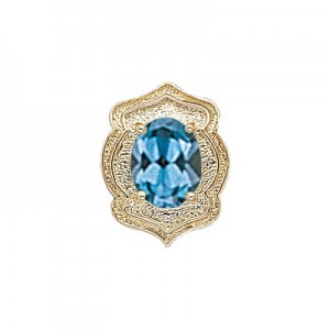 14 Karat Gold Blue Topaz Slide