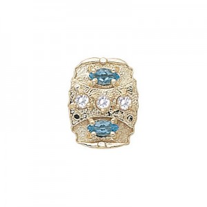 14 Karat Gold Slide with Diamond center and Blue Topaz accents