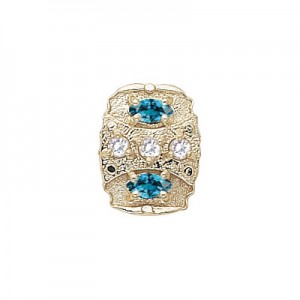 14 Karat Gold Slide with Diamond center and Blue Zircon accents