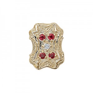 14 Karat Gold Slide with Diamond center and Ruby accents