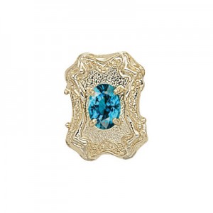 14 Karat Gold Blue Zircon Slide