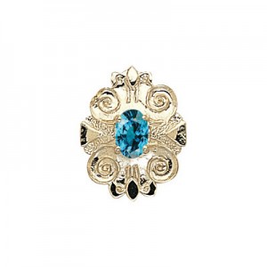 14 Karat Gold Blue Zircon Slide