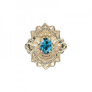 14 Karat Gold Blue Zircon Slide