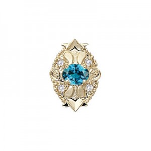 14 Karat Gold Slide with Blue Zircon center and Diamond accents