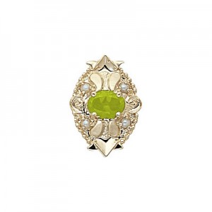 14 Karat Gold Slide with Peridot center and Pearl accents