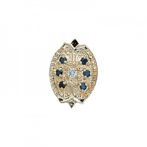 14 Karat Gold Slide with Diamond center and Sapphire accents