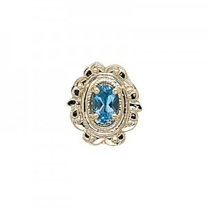 14 Karat Gold Blue Topaz Slide