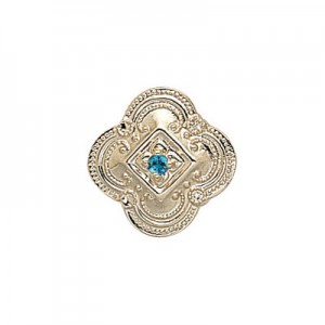 14 Karat Gold Blue Zircon Slide