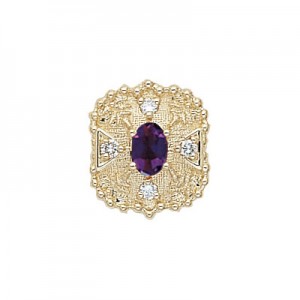 14 Karat Gold Slide with Amethyst center and Diamond accents