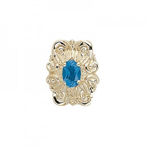 14 Karat Gold Blue Topaz Slide