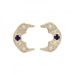 14 Karat Gold Slide with Amethyst center and Pearl accents