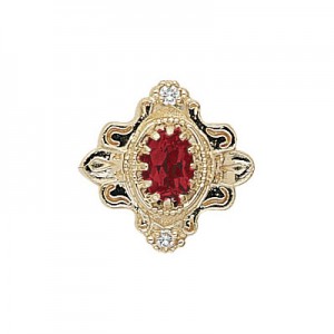 14 Karat Gold Slide with Garnet center and Diamond accents