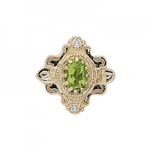 14 Karat Gold Slide with Peridot center and Diamond accents