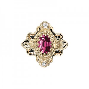 14 Karat Gold Slide with Rhodolite Garnet center and Diamond accents