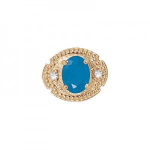 14 Karat Gold Slide with Blue Topaz center and Diamond accents