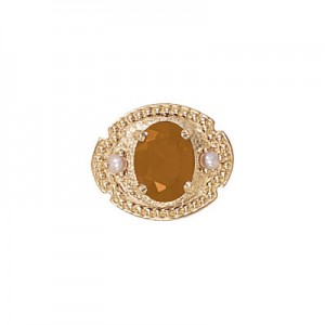 14 Karat Gold Slide with Citrine center and Pearl accents