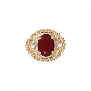 14 Karat Gold Slide with Garnet center and Diamond accents