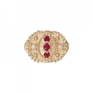 14 Karat Gold Slide with Ruby center and Ruby and Pearl accents