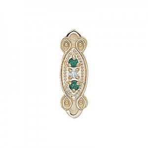 14 Karat Gold Slide with Diamond center and Emerald accents