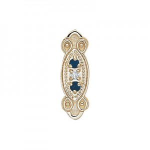 14 Karat Gold Slide with Diamond center and Sapphire accents