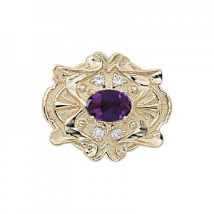 14 Karat Gold Slide with Amethyst center and Diamond accents