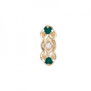 14 Karat Gold Slide with Diamond center and Emerald accents