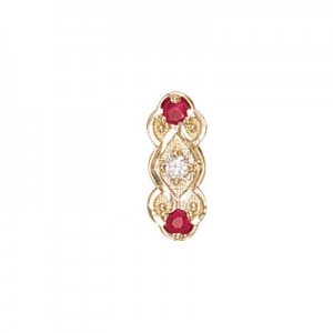 14 Karat Gold Slide with Diamond center and Ruby accents