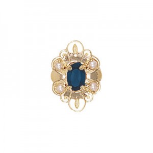 14 Karat Gold Slide with Sapphire center and Pearl accents
