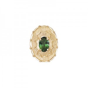 14 Karat Gold Green Tourmaline Slide