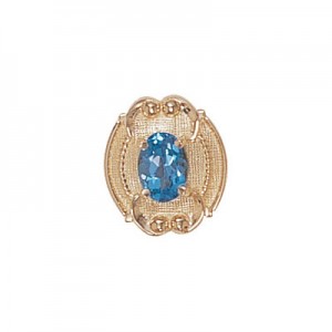 14 Karat Gold Blue Topaz Slide