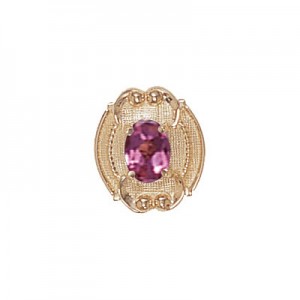 14 Karat Gold Pink Tourmaline Slide