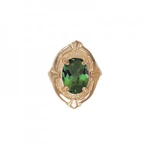 14 Karat Gold Green Tourmaline Slide