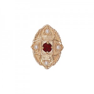 14 Karat Gold Slide with Garnet center and Pearl accents