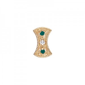 14 Karat Gold Slide with Diamond center and Emerald accents