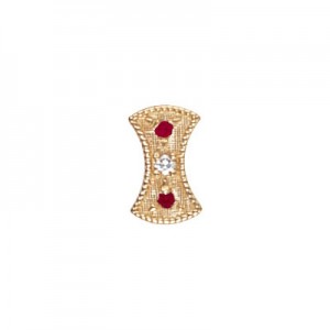 14 Karat Gold Slide with Diamond center and Ruby accents