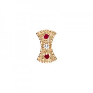 14 Karat Gold Slide with Diamond center and Ruby accents