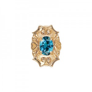 14 Karat Gold Blue Zircon Slide