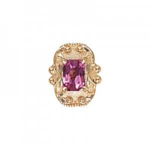 14 Karat Gold Pink Tourmaline Slide