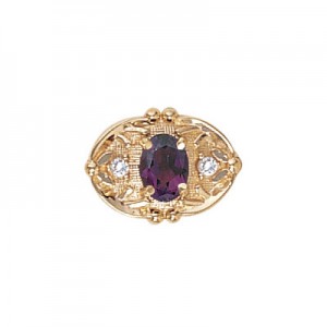 14 Karat Gold Slide with Amethyst center and Diamond accents