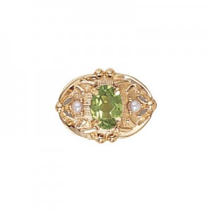 14 Karat Gold Slide with Peridot center and Pearl accents