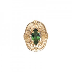 14 Karat Gold Green Tourmaline Slide