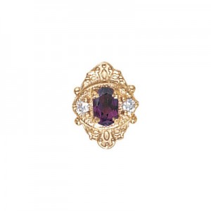 14 Karat Gold Slide with Amethyst center and Diamond accents