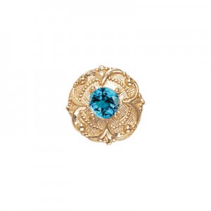 14 Karat Gold Blue Zircon Slide