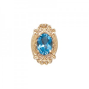 14 Karat Gold Blue Topaz Slide