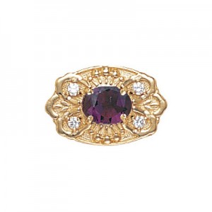 14 Karat Gold Slide with Amethyst center and Diamond accents